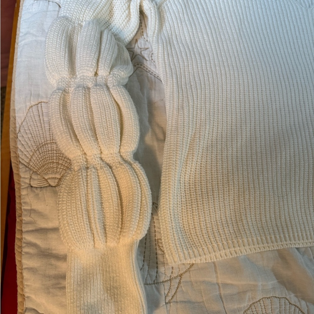 VENUS Cream Cowl Neck Sweater with Textured Sleeves - Picture 12 of 14